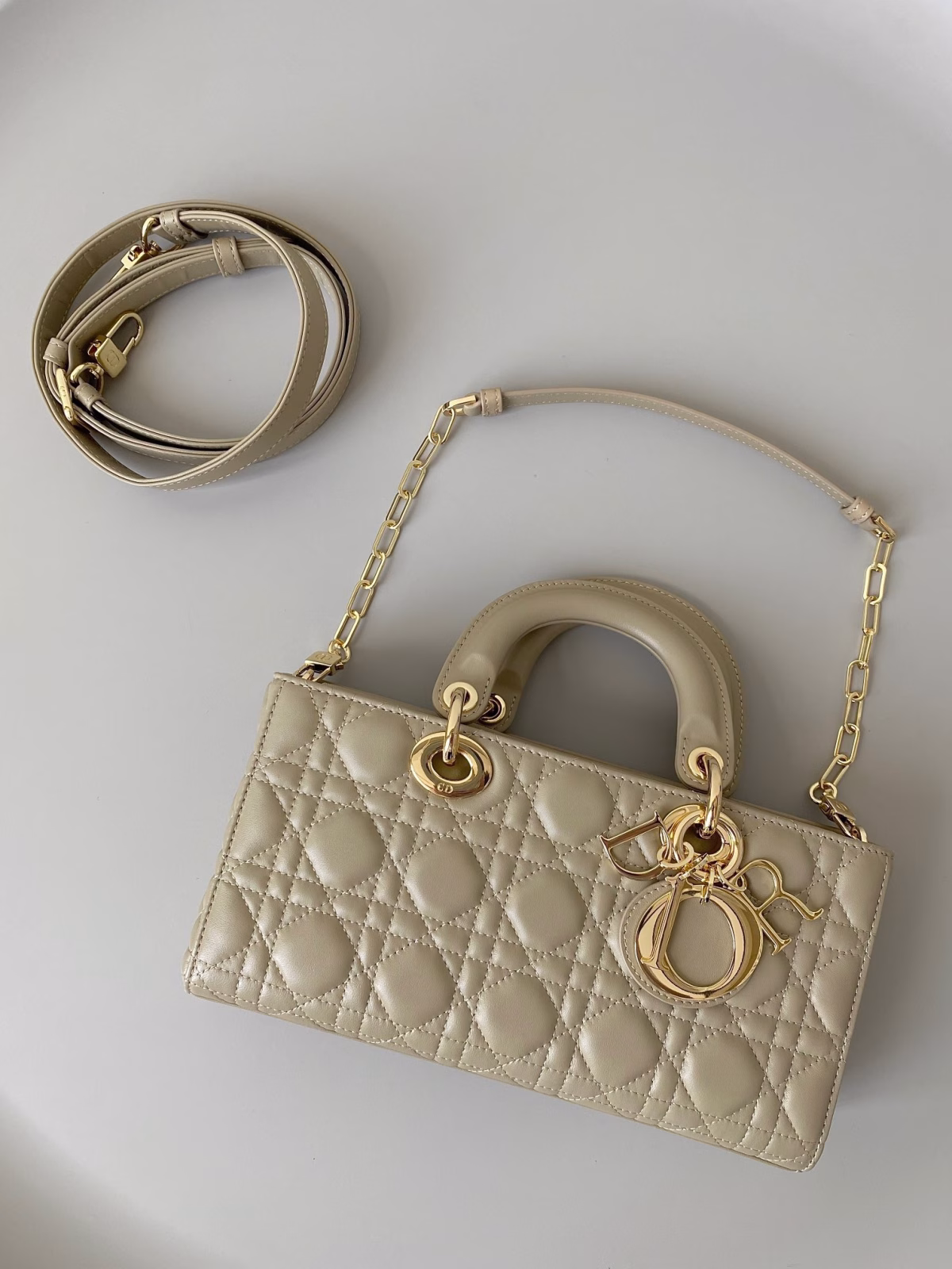 Dior Lady D-Joy Medium Bag In Sand Cannage Lambskin - Image 9