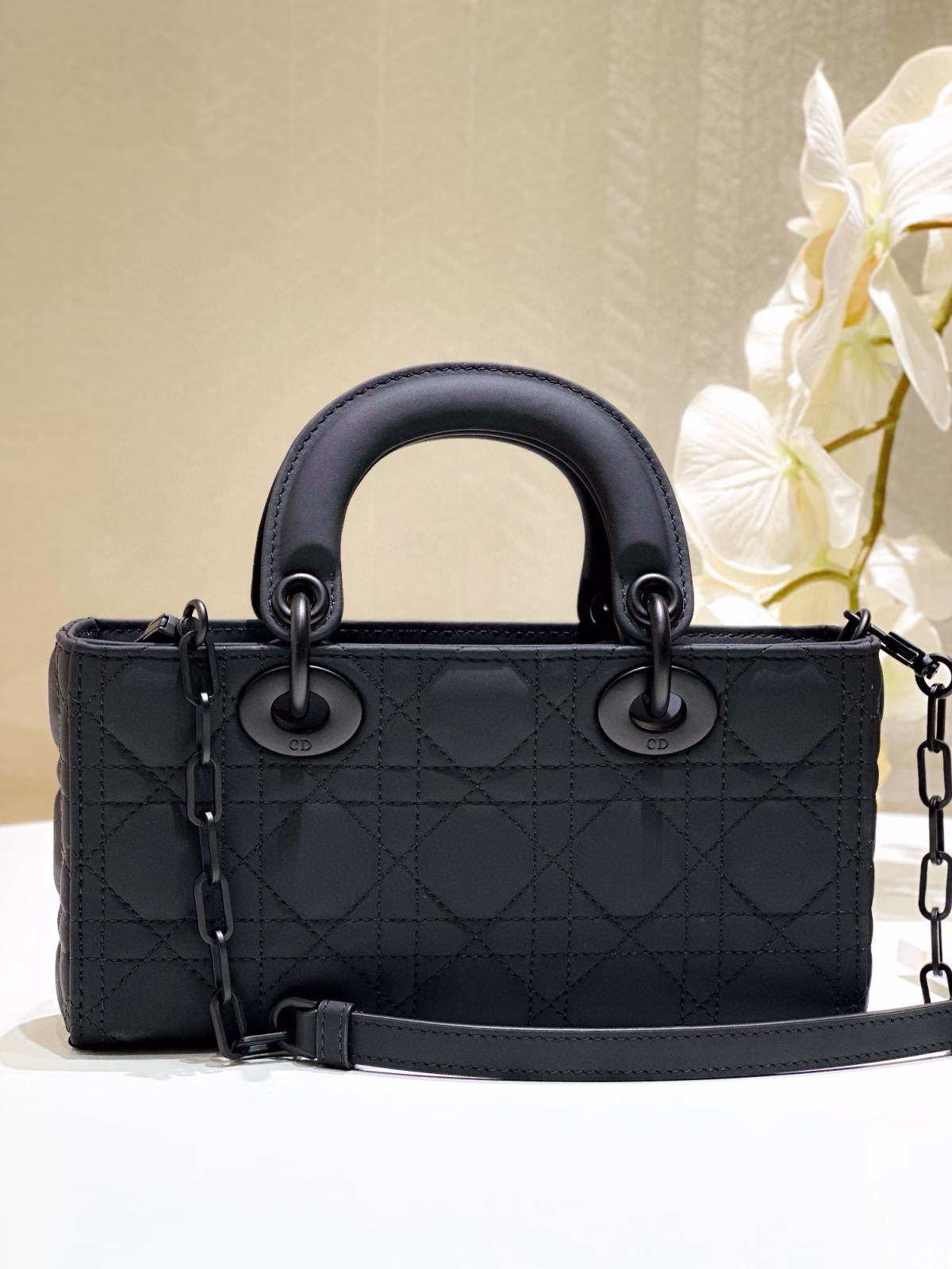 Dior Lady D-Joy Medium Bag in Black Ultramatte Calfskin - Image 7