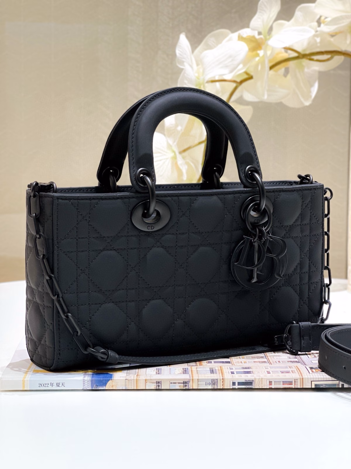 Dior Lady D-Joy Medium Bag in Black Ultramatte Calfskin - Image 11