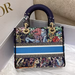 Dior Medium Lady D-Lite Bag In Blue D-Constellation Embroidery - Image 2