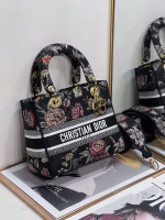 Dior Medium Lady D-Lite Bag In Black Jardin Botanique Embroidery - Image 6
