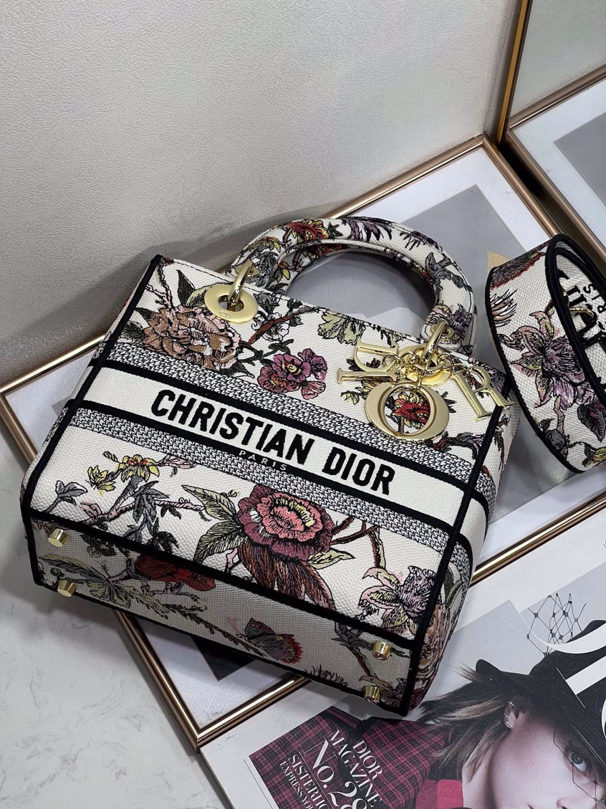 Dior Medium Lady D-Lite Bag In White Jardin Botanique Embroidery - Image 8