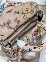 Dior Lady D-Lite Medium Bag In Beige Raffia Embroidered with Dior Petites Fleurs - Image 4
