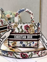 Dior Lady D-Lite Medium Bag In White Dior Petites Fleurs Embroidery - Image 6