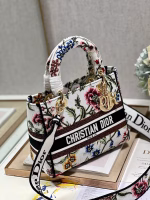 Dior Lady D-Lite Medium Bag In White Dior Petites Fleurs Embroidery - Image 7