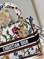 Dior Lady D-Lite Medium Bag In White Dior Petites Fleurs Embroidery - Image 9