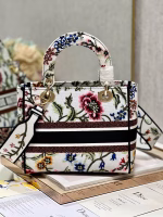 Dior Lady D-Lite Medium Bag In White Dior Petites Fleurs Embroidery - Image 10