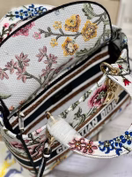 Dior Lady D-Lite Medium Bag In White Dior Petites Fleurs Embroidery - Image 4