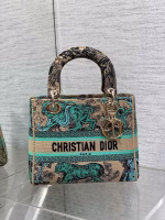 Dior Dioriviera Lady D-Lite Medium Bag in Raffia with Green Toile de Jouy Sauvage Embroidery - Image 8