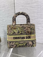 Dior Dioriviera Lady D-Lite Medium Bag in Raffia with Lime Toile de Jouy Sauvage Embroidery - Image 9