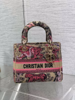 Dior Dioriviera Lady D-Lite Medium Bag in Raffia with Pink Toile de Jouy Sauvage Embroidery - Image 2