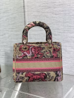 Dior Dioriviera Lady D-Lite Medium Bag in Raffia with Pink Toile de Jouy Sauvage Embroidery - Image 7