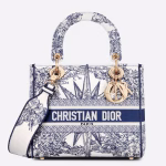 Dior Medium Lady D-Lite Bag In Blue Multicolor R¨ºve d'Infini Embroidery