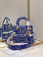 Dior Medium Lady D-Lite Bag In Fluorescent Blue Toile de Jouy Reverse Embroidery - Image 8