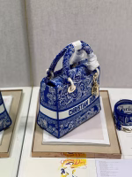 Dior Medium Lady D-Lite Bag In Fluorescent Blue Toile de Jouy Reverse Embroidery - Image 10