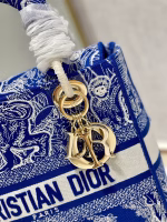 Dior Medium Lady D-Lite Bag In Fluorescent Blue Toile de Jouy Reverse Embroidery - Image 6