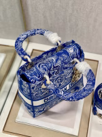 Dior Medium Lady D-Lite Bag In Fluorescent Blue Toile de Jouy Reverse Embroidery - Image 3