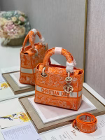 Dior Medium Lady D-Lite Bag In Fluorescent Orange Toile de Jouy Reverse Embroidery - Image 2