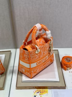 Dior Medium Lady D-Lite Bag In Fluorescent Orange Toile de Jouy Reverse Embroidery - Image 3