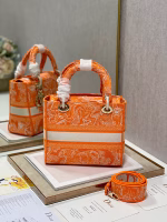 Dior Medium Lady D-Lite Bag In Fluorescent Orange Toile de Jouy Reverse Embroidery - Image 4