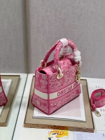 Dior Medium Lady D-Lite Bag In Fluorescent Pink Toile de Jouy Reverse Embroidery - Image 4