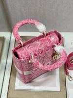 Dior Medium Lady D-Lite Bag In Fluorescent Pink Toile de Jouy Reverse Embroidery - Image 2