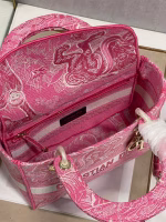 Dior Medium Lady D-Lite Bag In Fluorescent Pink Toile de Jouy Reverse Embroidery - Image 10
