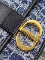 Dior 30 Montaigne East-West Bag with Chain in Blue Denim Oblique Jacquard - Image 3