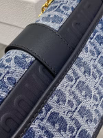 Dior 30 Montaigne East-West Bag with Chain in Blue Denim Oblique Jacquard - Image 2