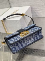 Dior 30 Montaigne East-West Bag with Chain in Blue Denim Oblique Jacquard - Image 8
