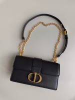 Dior 30 Montaigne East-West Bag with Chain in Black Calfskin - Image 7