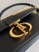 Dior 30 Montaigne East-West Bag with Chain in Black Calfskin - Image 2