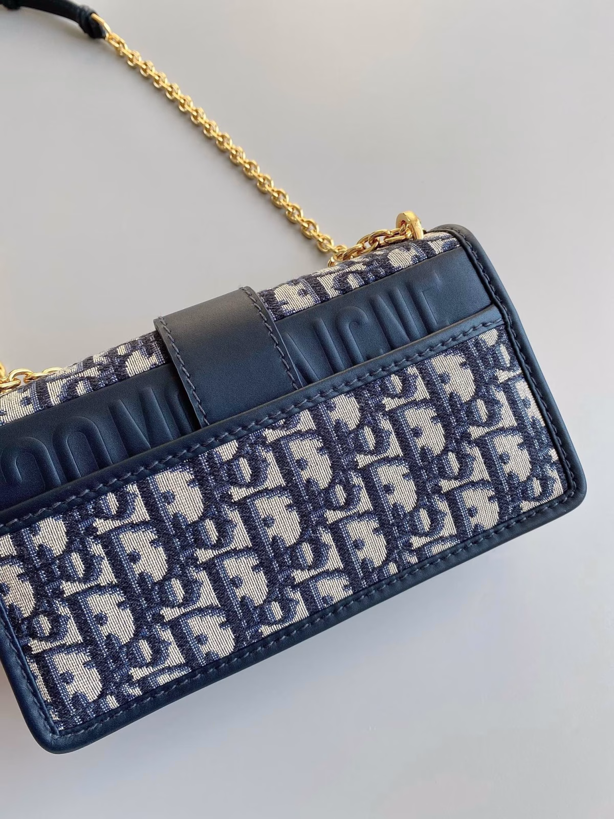 Dior 30 Montaigne East-West Bag with Chain in Blue Oblique Jacquard - Image 8