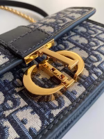 Dior 30 Montaigne East-West Bag with Chain in Blue Oblique Jacquard - Image 10