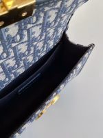 Dior 30 Montaigne East-West Bag with Chain in Blue Oblique Jacquard - Image 2