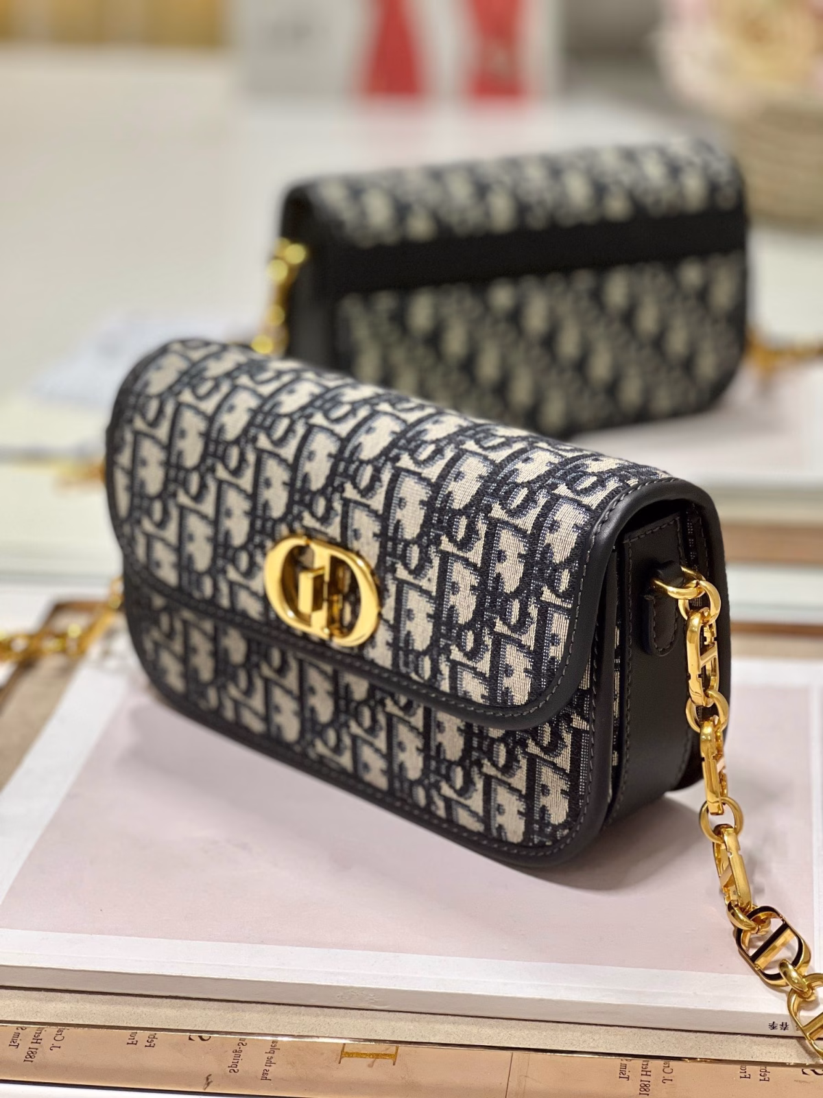 Dior 30 Montaigne Avenue Bag In Blue Dior Oblique Jacquard - Image 8