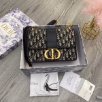 Dior 30 Montaigne Bag with Chain in Blue Oblique Jacquard - Image 2