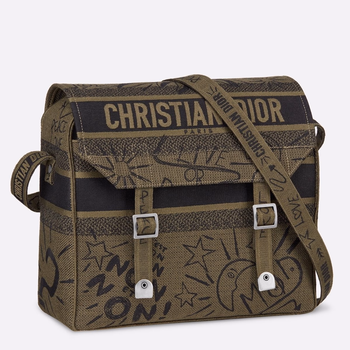 Dior Diorcamp Messenger Bag In Green Embroidered Canvas - Image 1