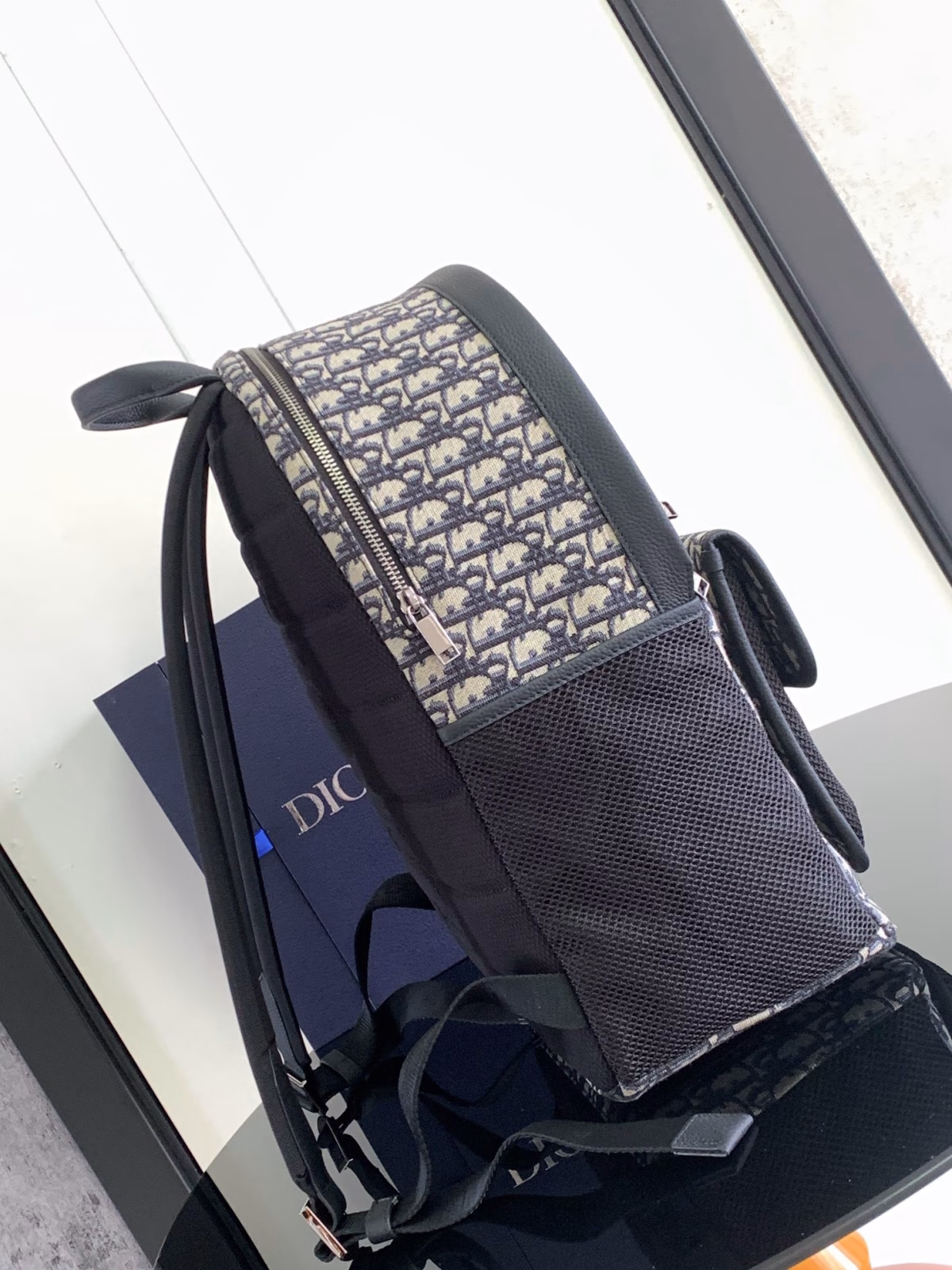 Dior 8 Backpack in Beige and Black Dior Oblique Jacquard - Image 8