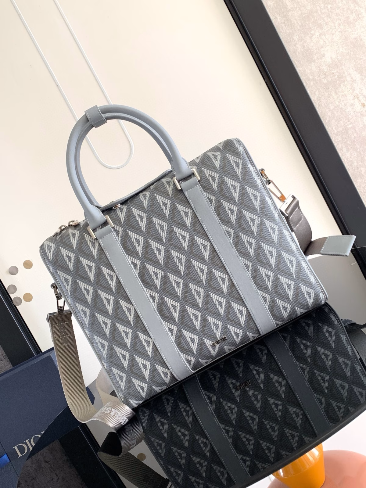 Dior Lingot Briefcase in Grey CD Diamond Canvas - Image 2