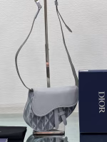 Dior Men's Mini Saddle Bag In Gray CD Diamond Canvas - Image 5