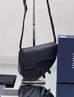 Dior Men's Mini Saddle Bag In Black CD Diamond Canvas - Image 4