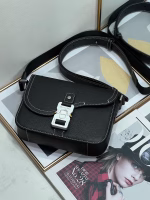 Dior Men's Mini Saddle Messenger Bag In Black Grained Calfskin - Image 2
