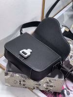 Dior Men's Mini Saddle Messenger Bag In Black Grained Calfskin - Image 3