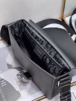 Dior Men's Mini Saddle Messenger Bag In Black Grained Calfskin - Image 7