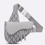Dior Men's Saddle Bag In Gray CD Diamond Canvas