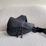 Dior Men's Saddle Bag In Black CD Diamond Canvas - Image 6