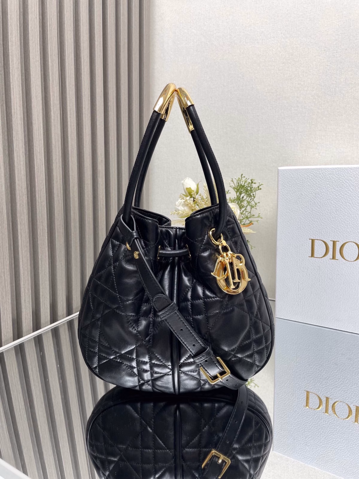 Dior Nolita Medium Bag in Black Macrocannage Lambskin - Image 7