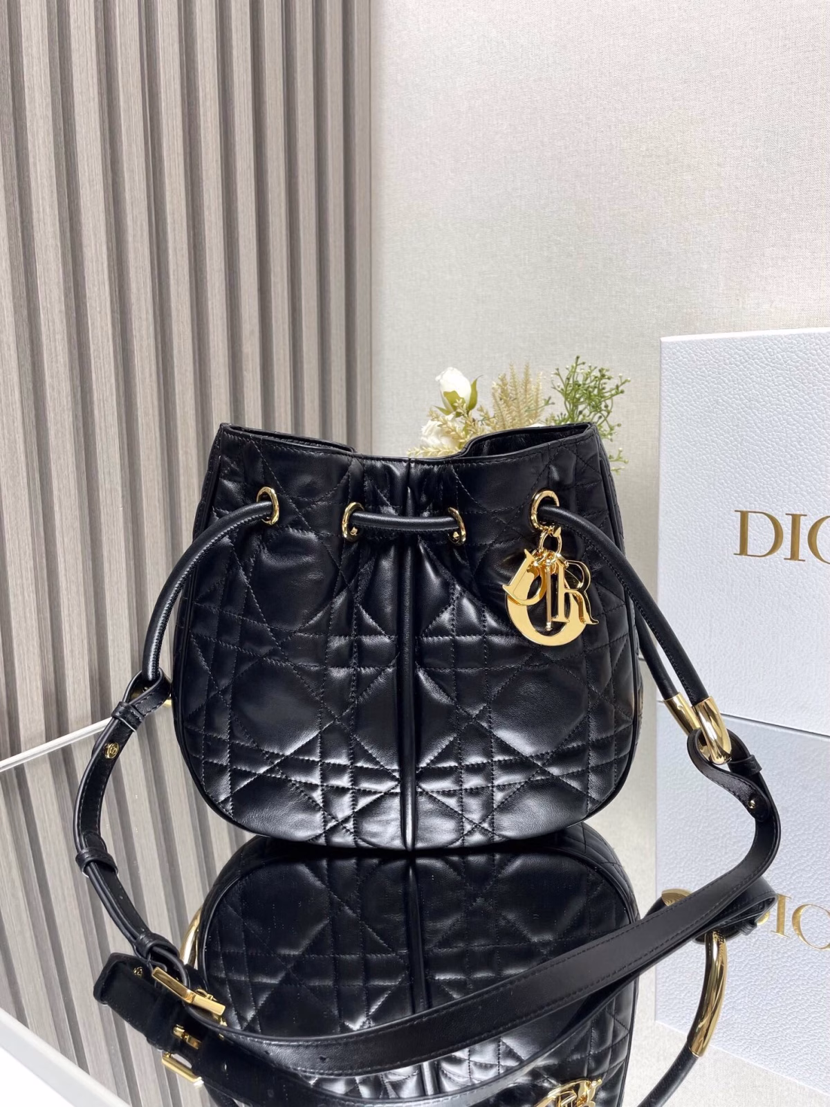 Dior Nolita Medium Bag in Black Macrocannage Lambskin - Image 5