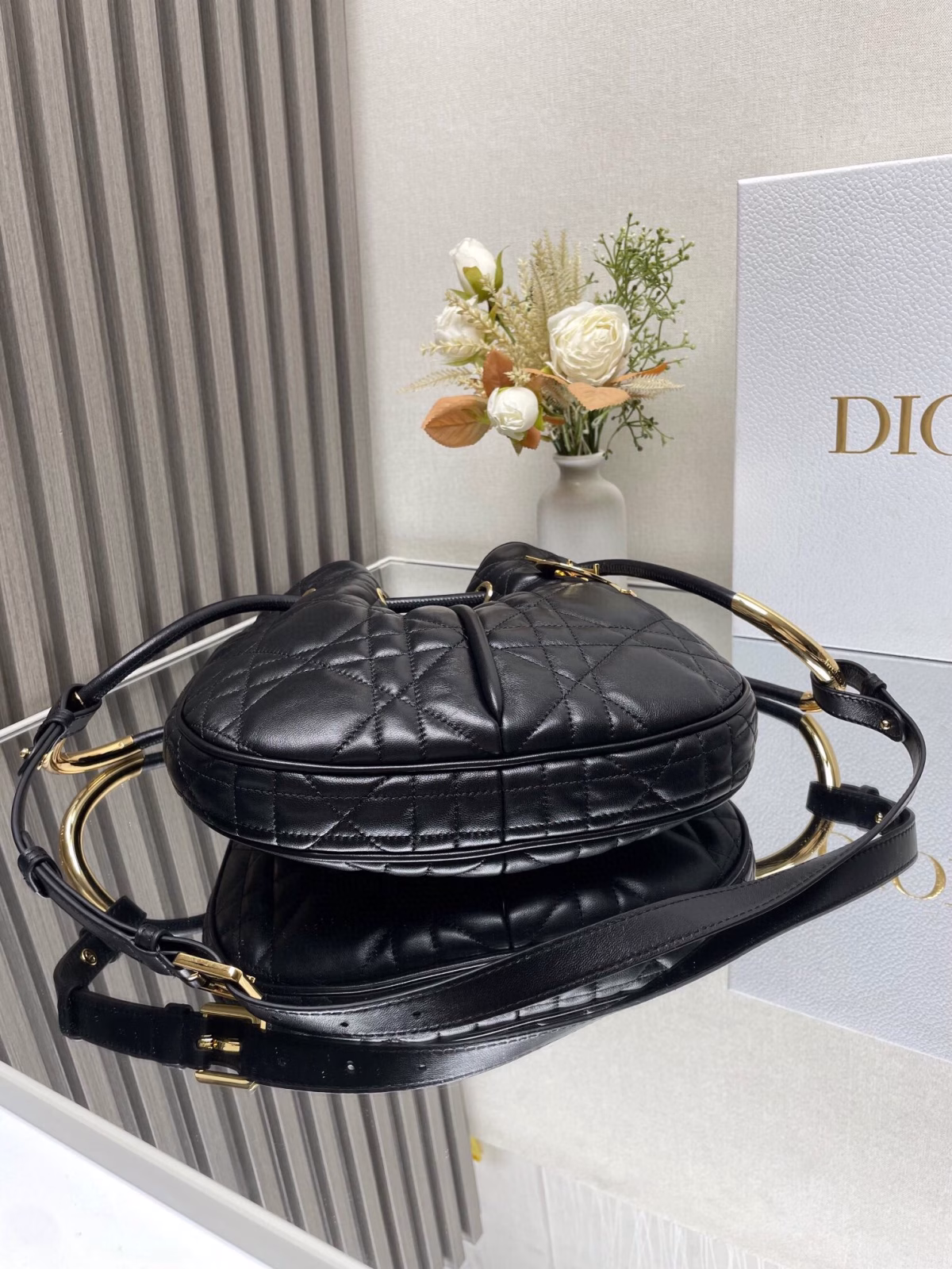 Dior Nolita Medium Bag in Black Macrocannage Lambskin - Image 3